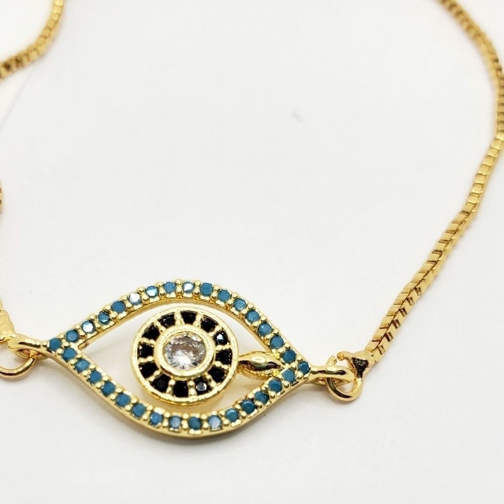 Hand Crafted Evil Eye Adjustable Slider Bracelet - Picture 4 of 14